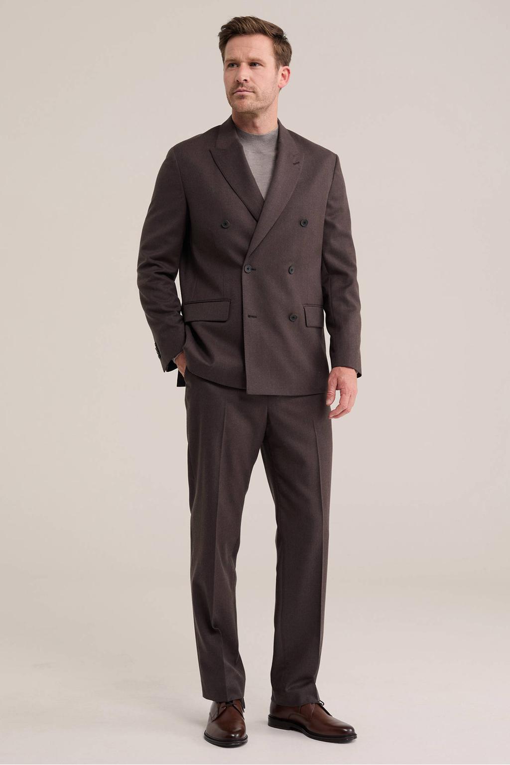 WE Fashion wollen regular fit colbert - bruin