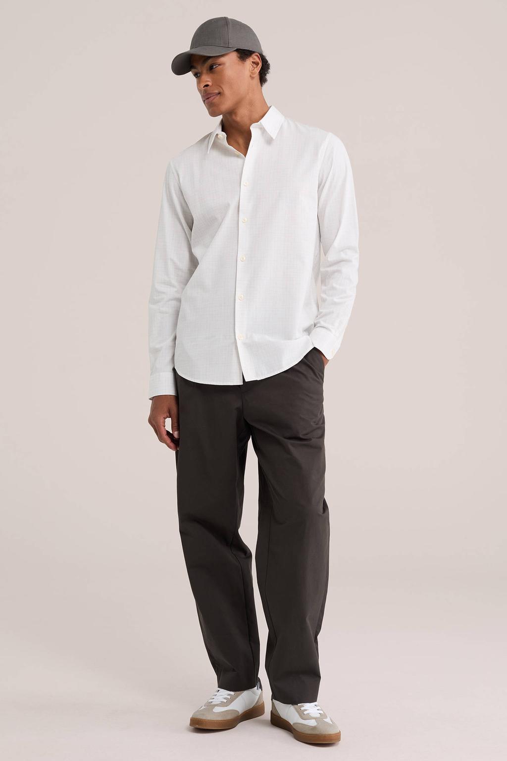 WE Fashion regular fit geruit overhemd - ecru