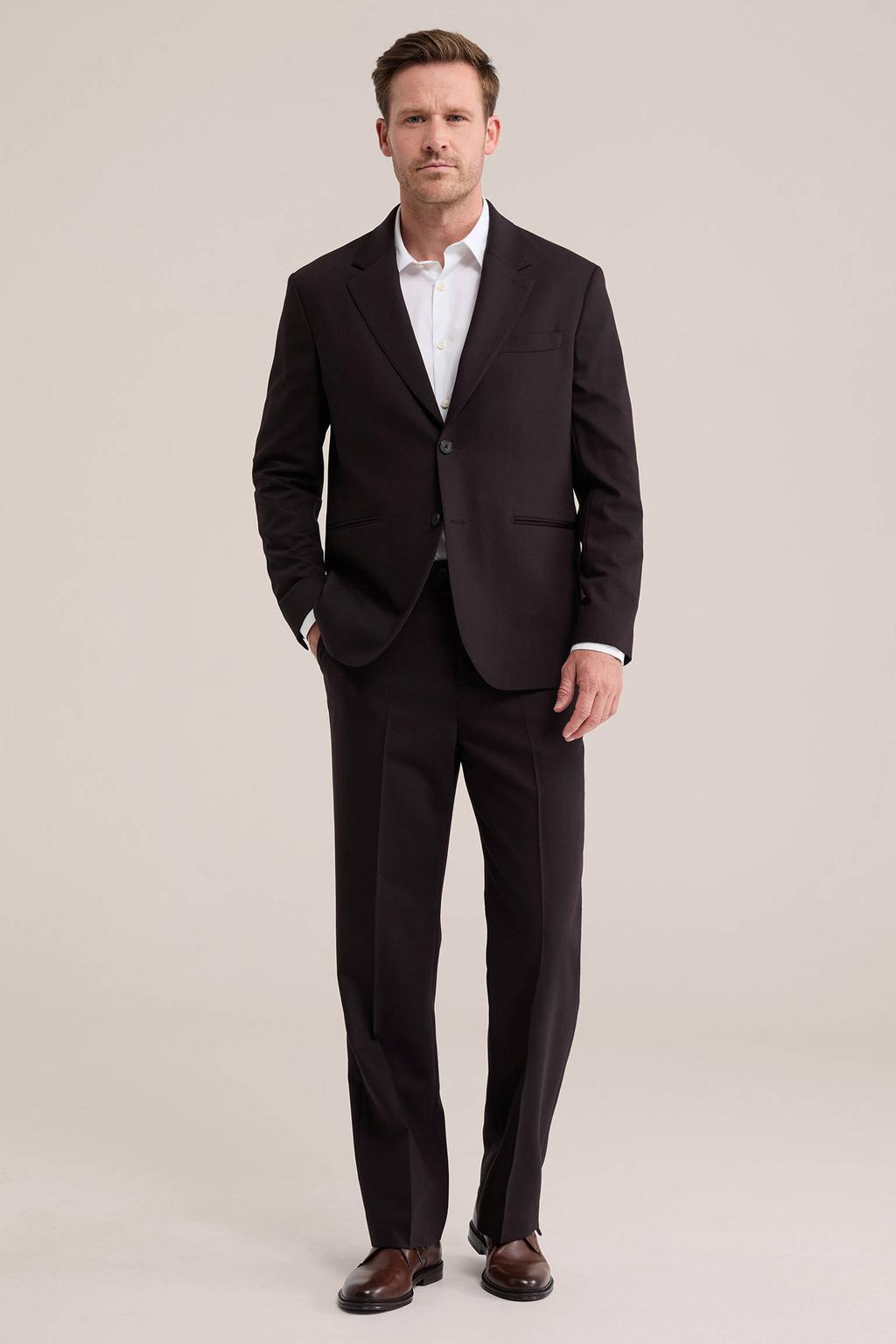 WE Fashion regular fit colbert met wol - deep brown