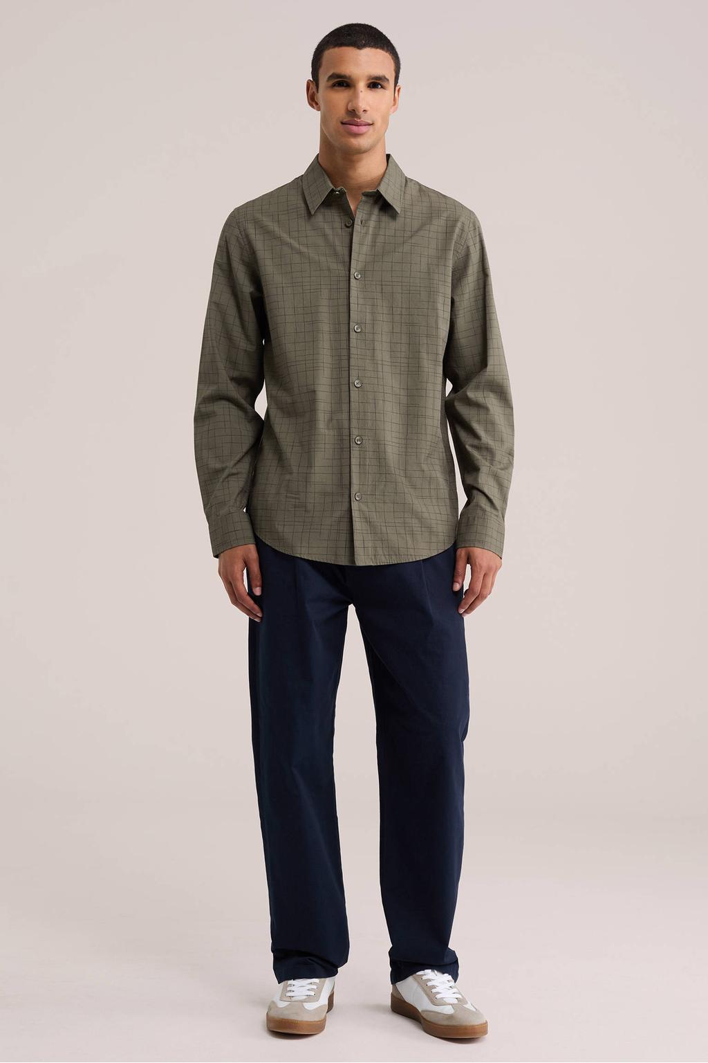 WE Fashion regular fit geruit overhemd - donkergroen
