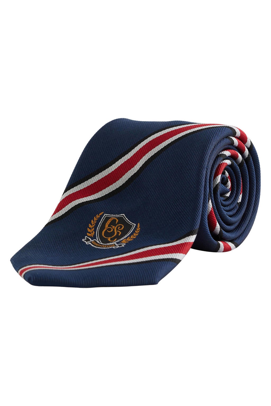 WE Fashion gestreepte stropdas donkerblauw