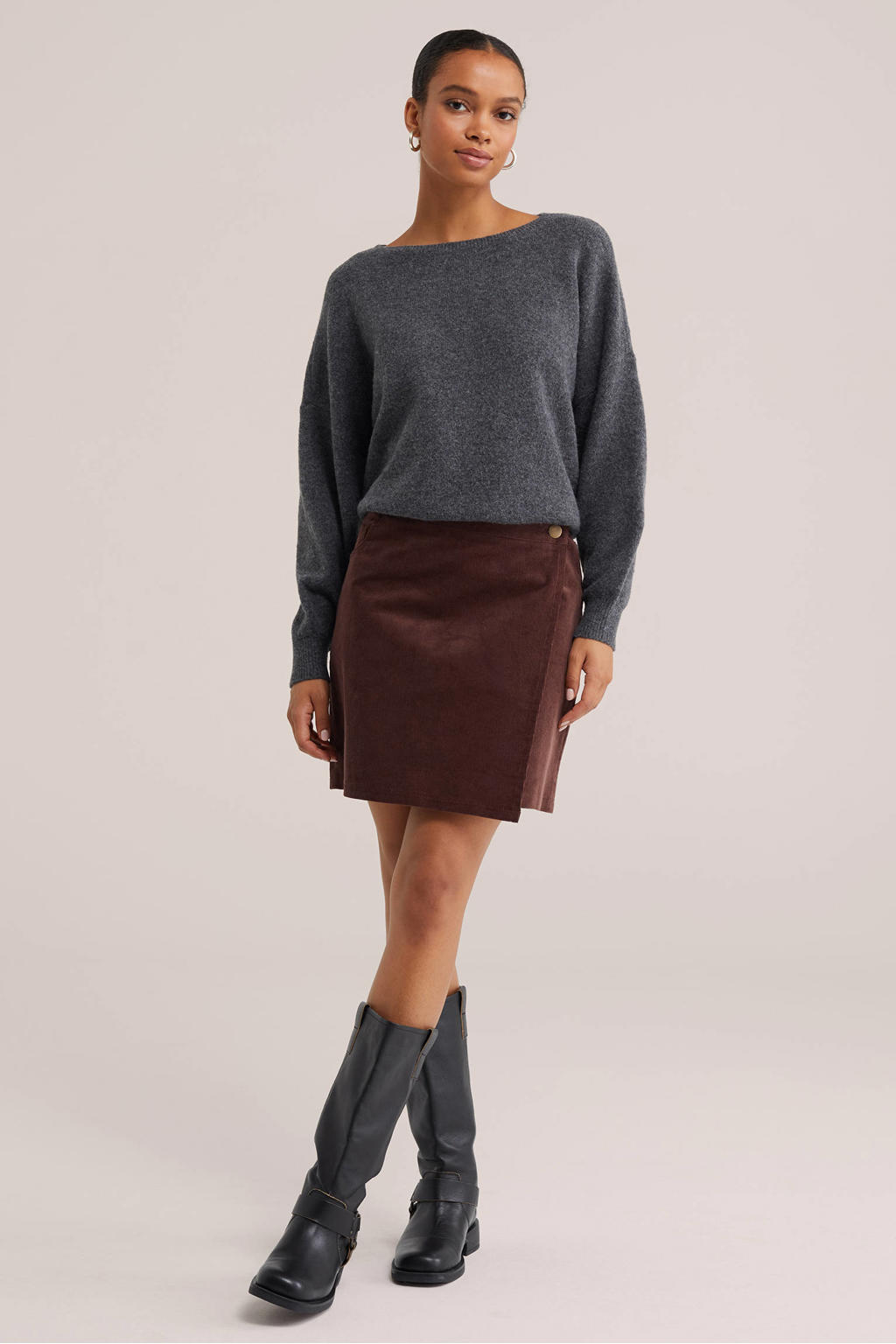 WE Fashion corduroy korte rok - bruin