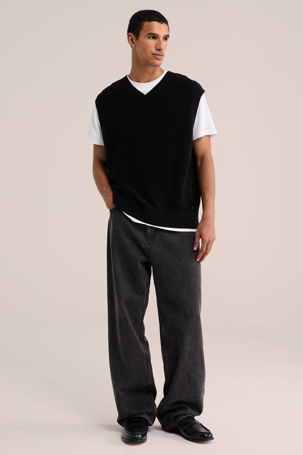 WE Fashion Blue Ridge straight leg loose fit jeans - zwart