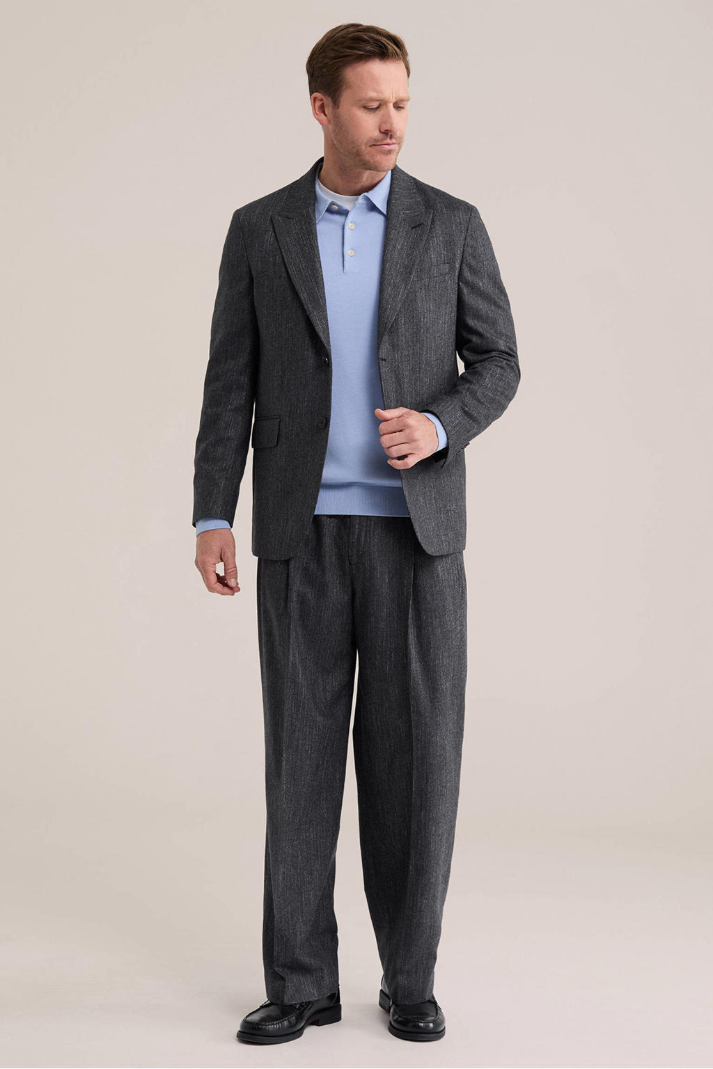 WE Fashion regular fit colbert met wol - antraciet