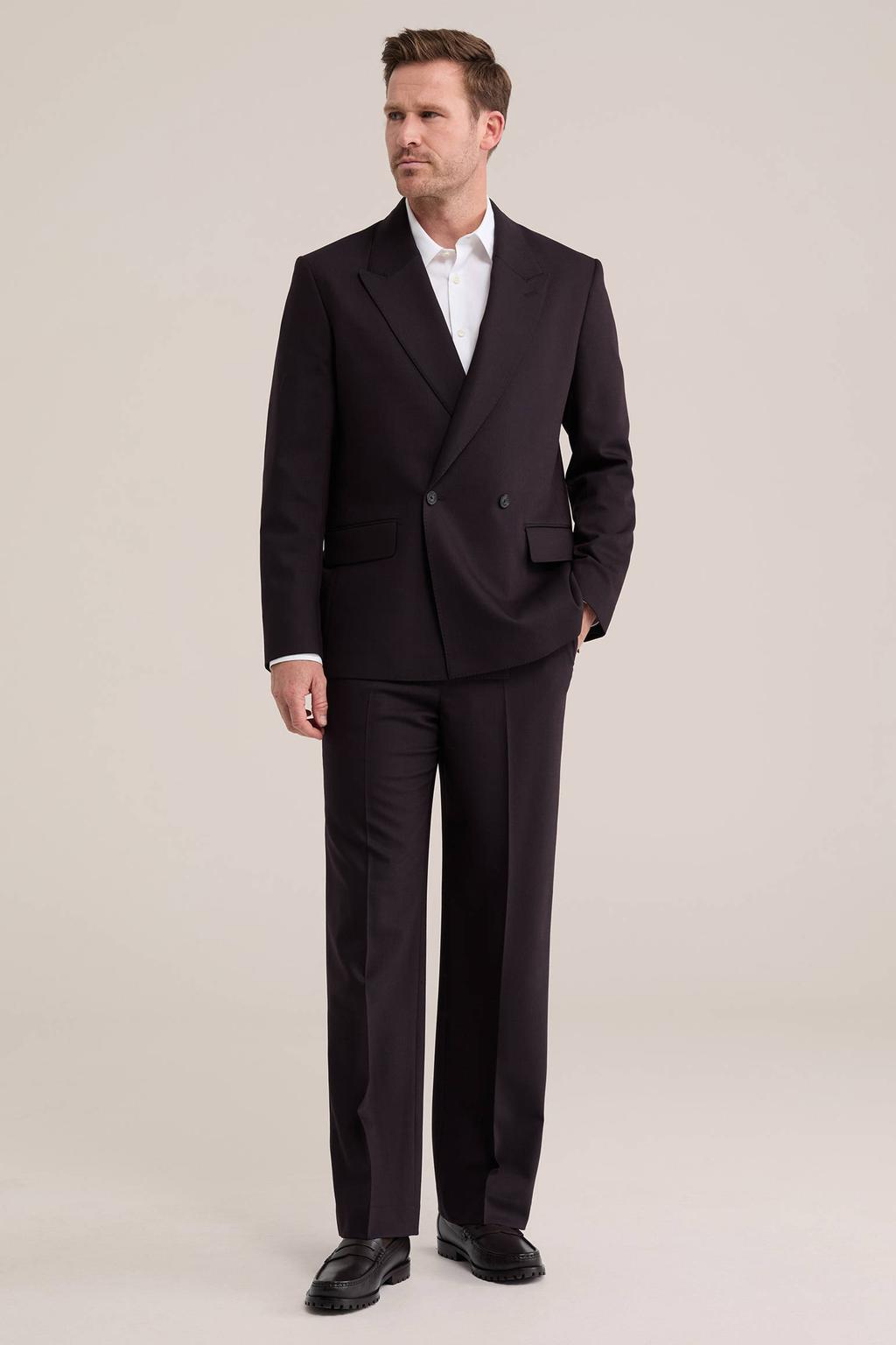 WE Fashion wollen loose fit pantalon - donkerbruin