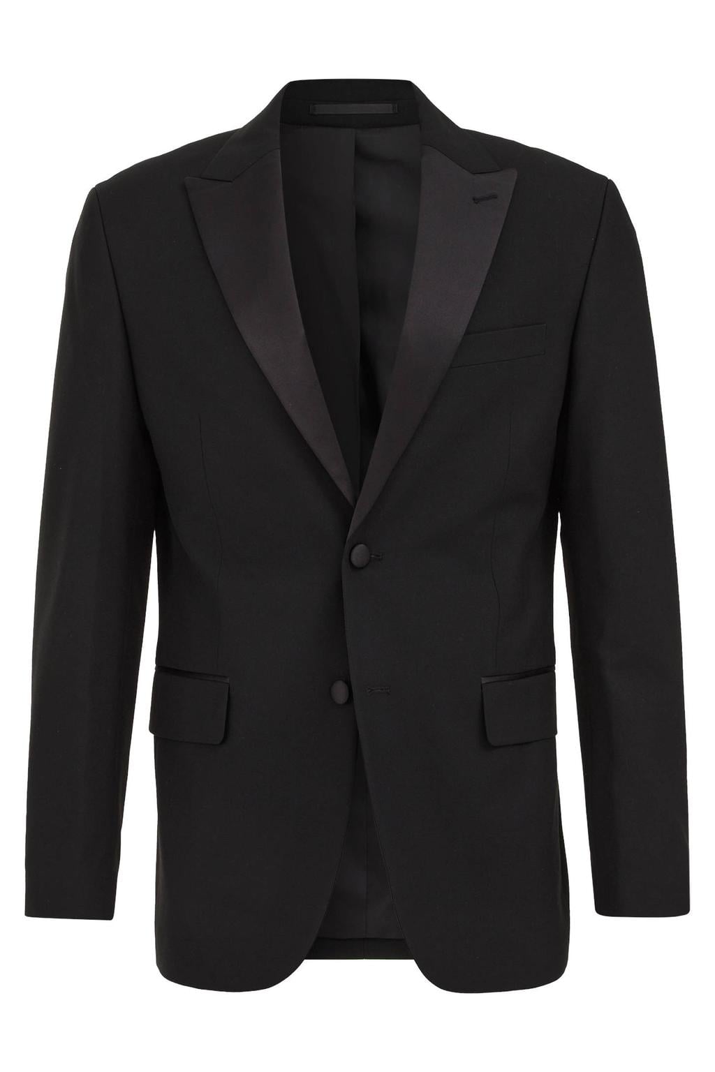 Zwarte heren WE Fashion slim fit colbert van polyester met effen en reverskraag
