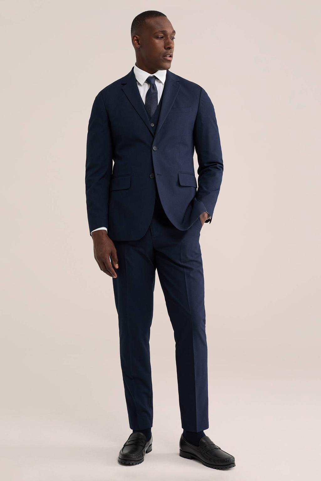 WE Fashion slim fit pantalon - blauw