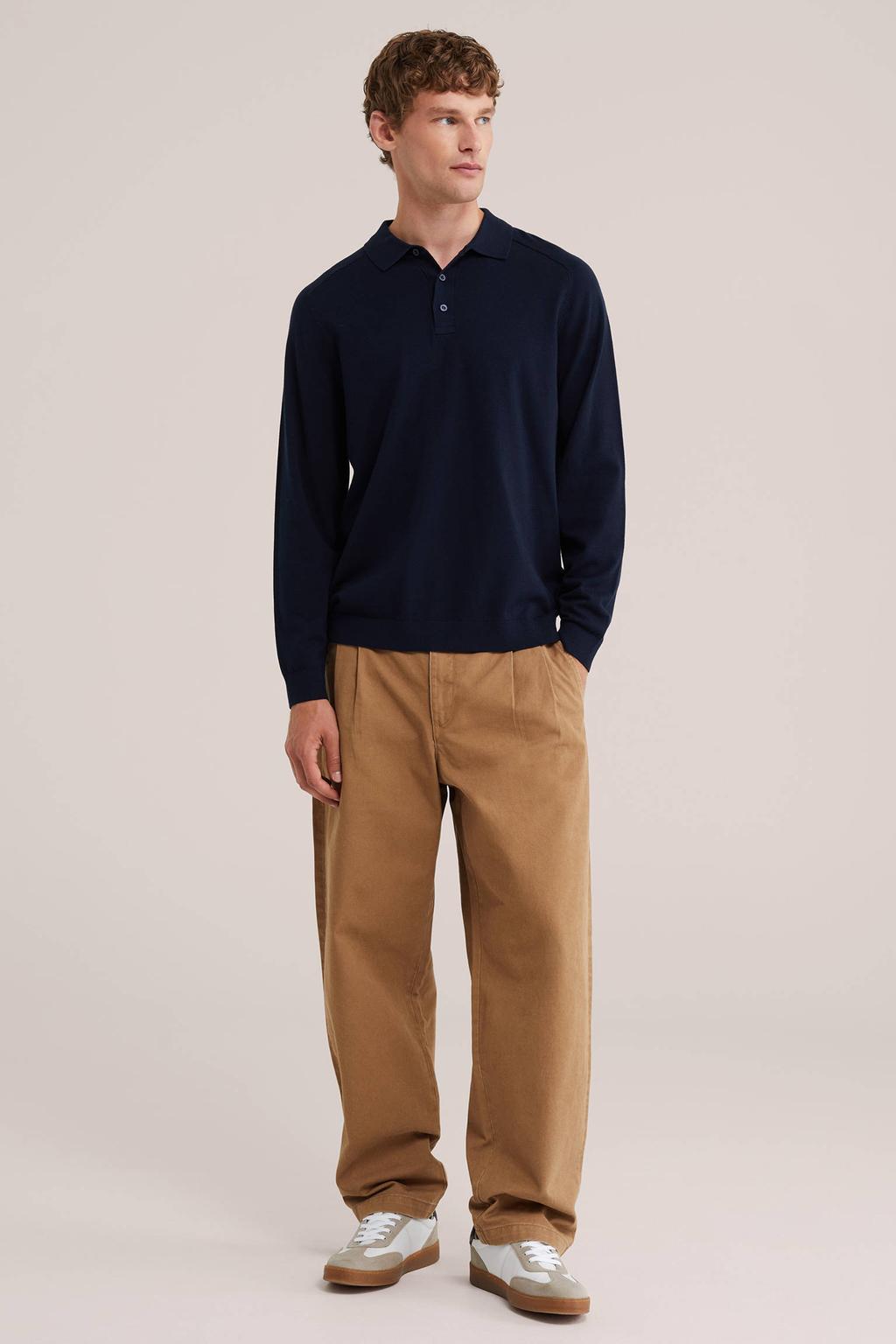 WE Fashion twill loose fit jeans met plooien - dark wet sand