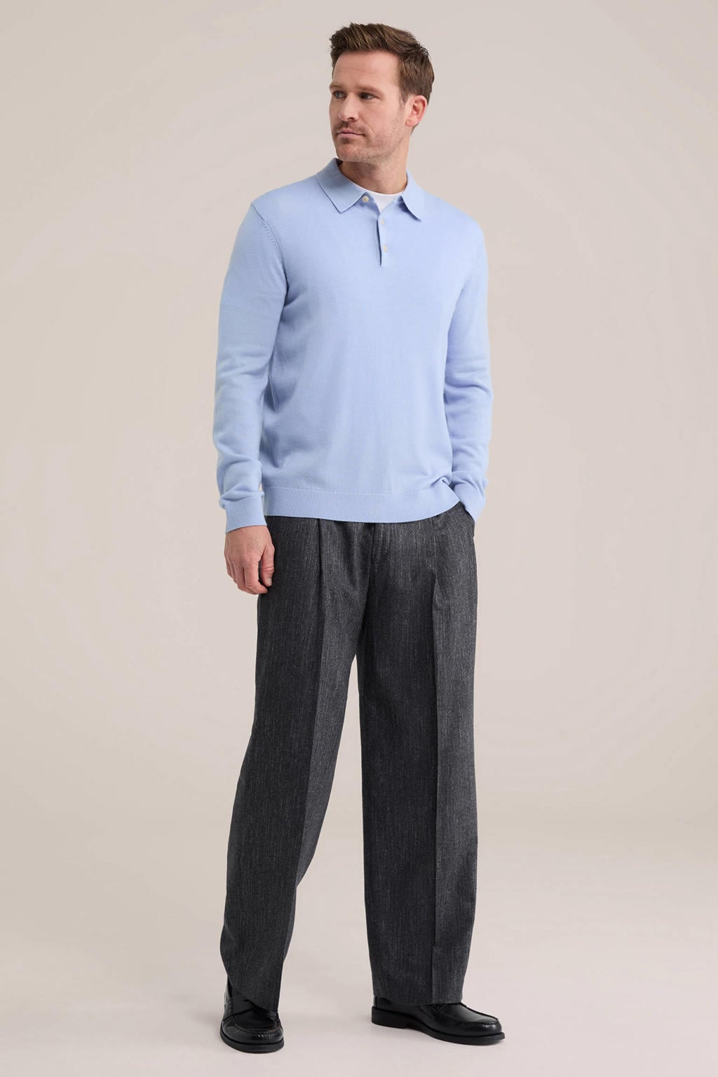 WE Fashion loose fit pantalon met plooien, wol en kasjmier - antraciet