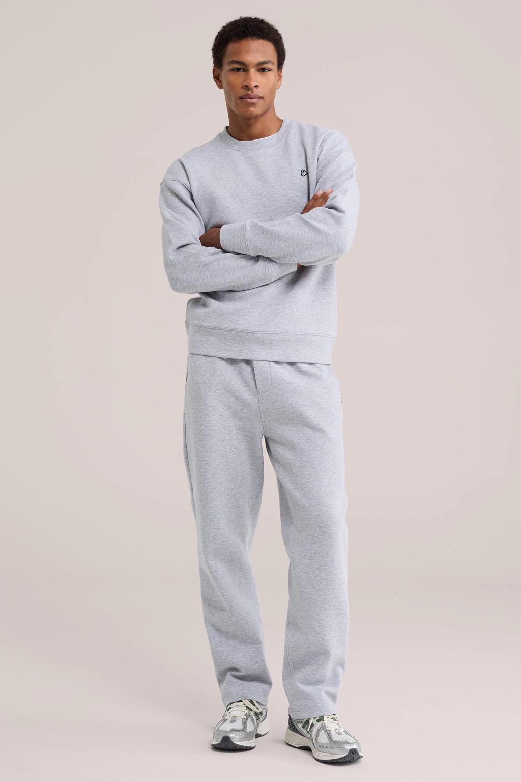 WE Fashion loose fit gemêleerde joggingbroek - light grey
