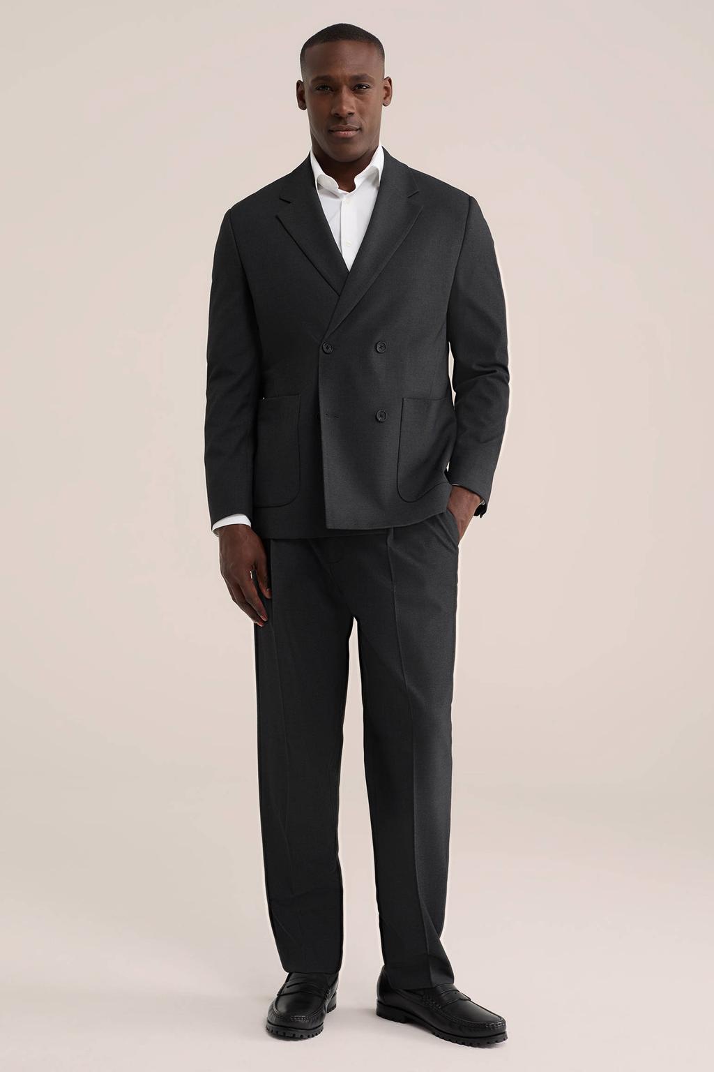 WE Fashion tapered pantalon - antraciet