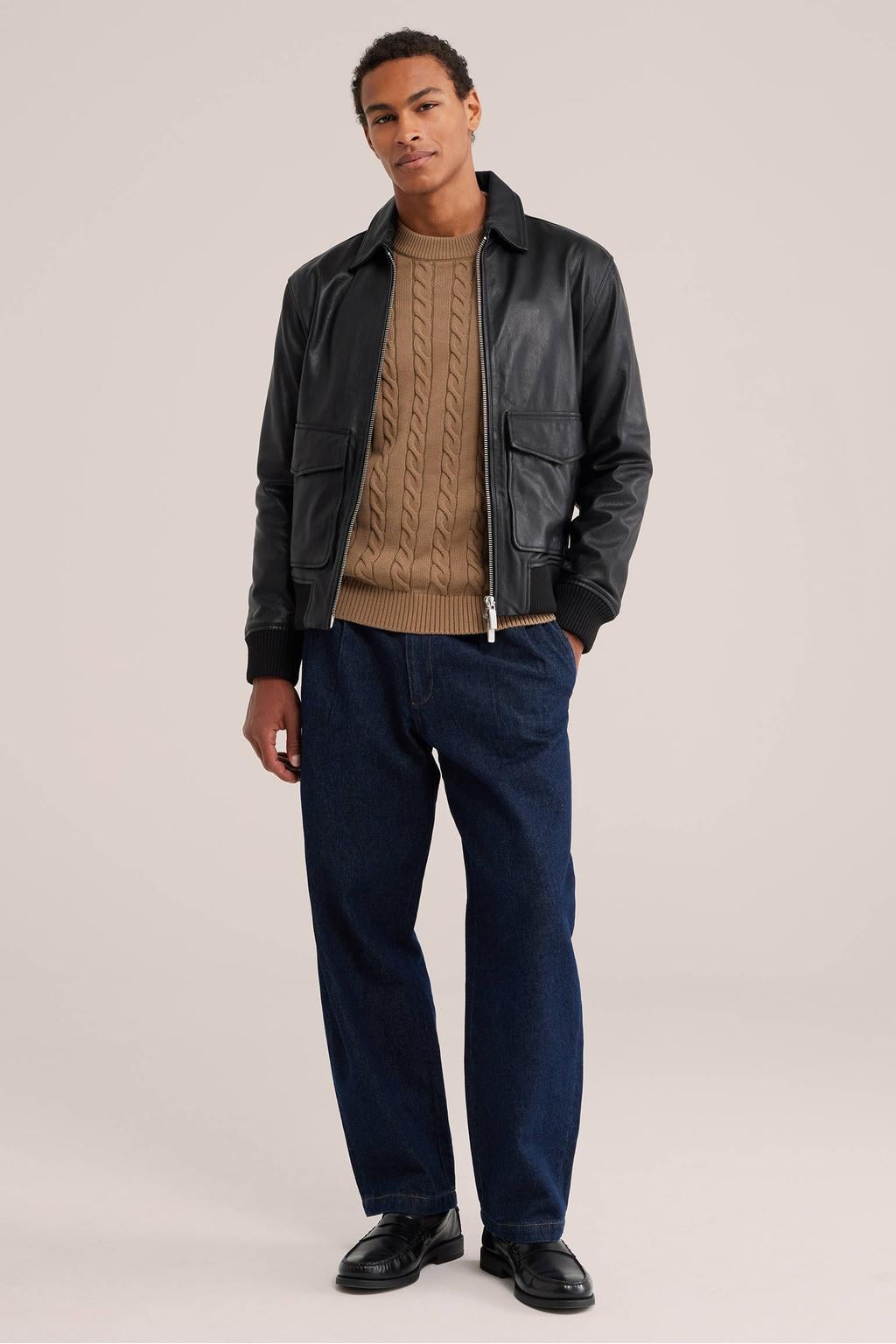 WE Fashion leren jas - zwart