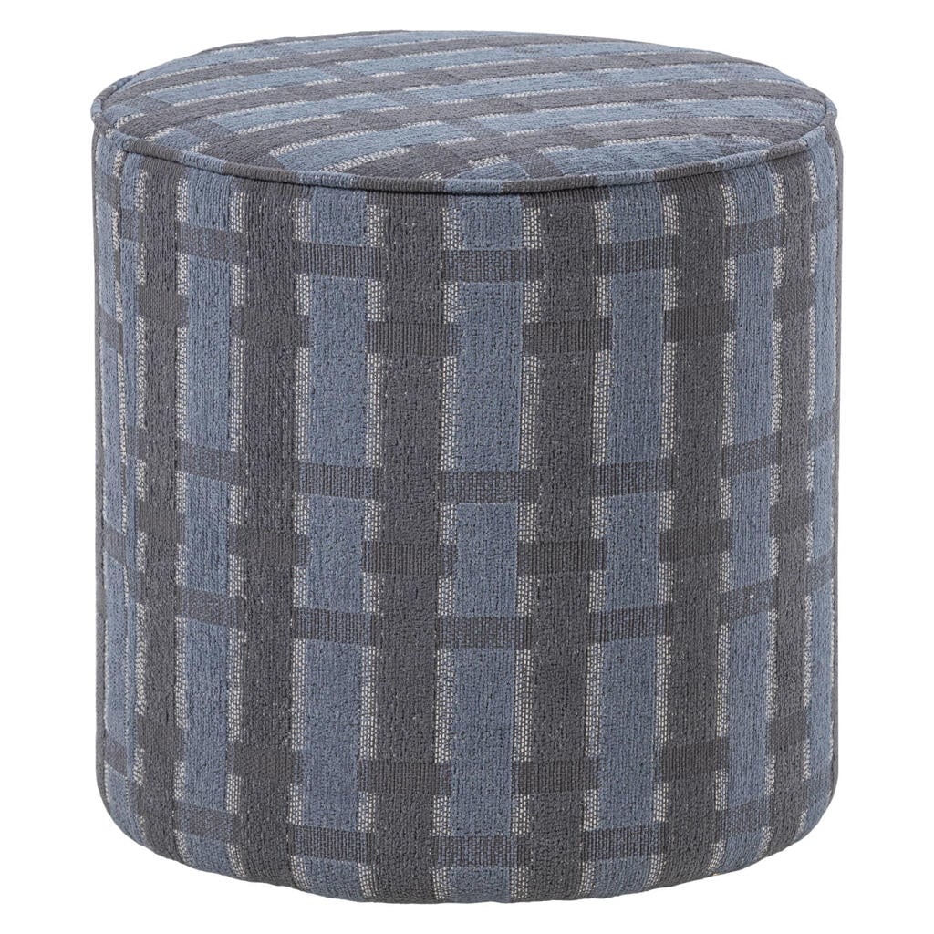 WOOOD WOOOD Sarli Poef Hoog Dessin - Chenille - Grijs/blauw - 46x46x46