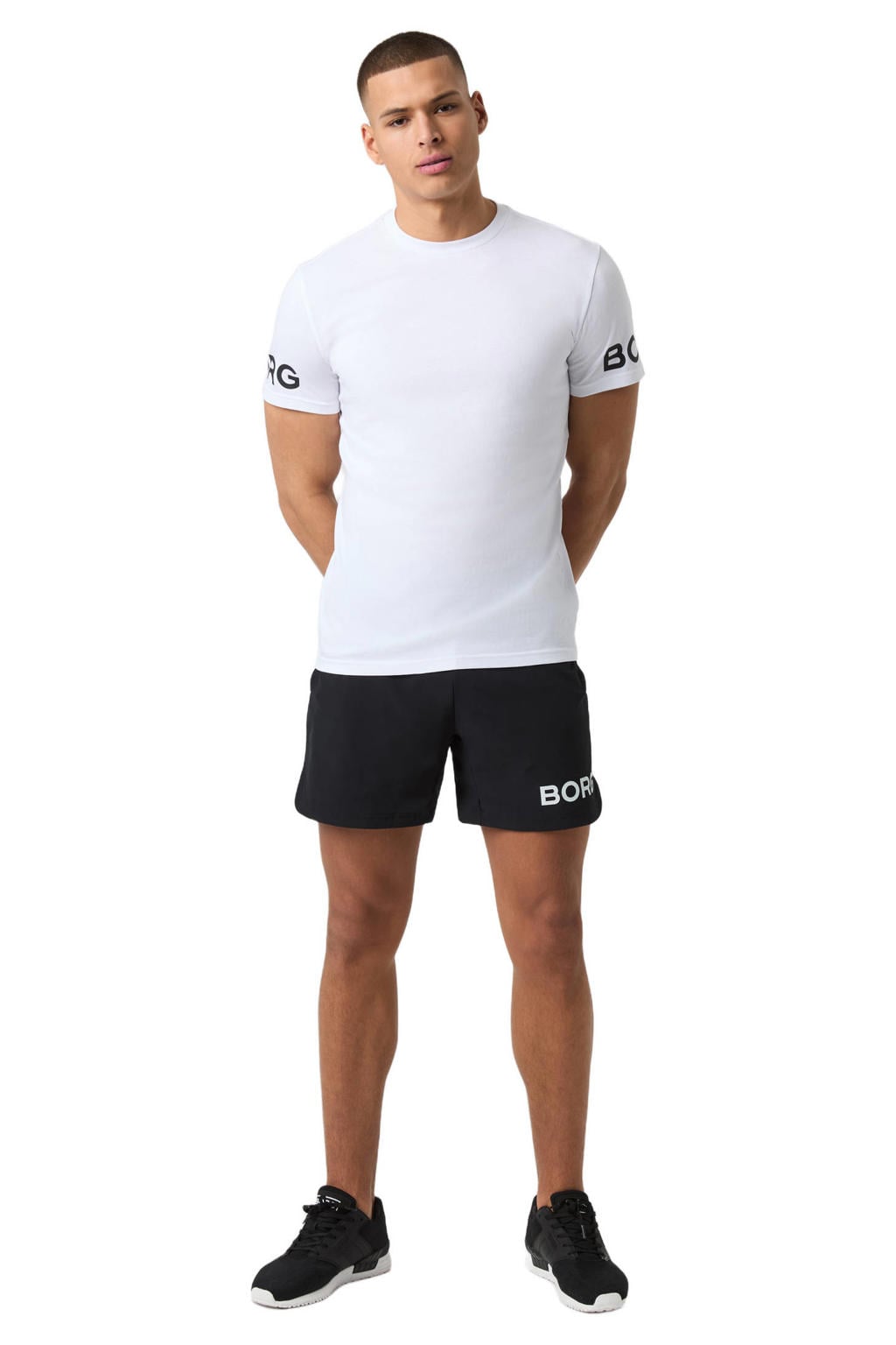 Witte heren Björn Borg van polyester met logo dessin, korte mouwen en ronde hals