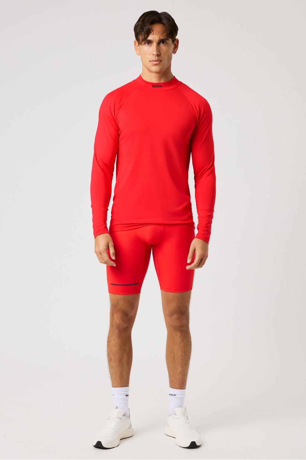 Rode heren Björn Borg van polyester met effen, lange mouwen en ronde hals