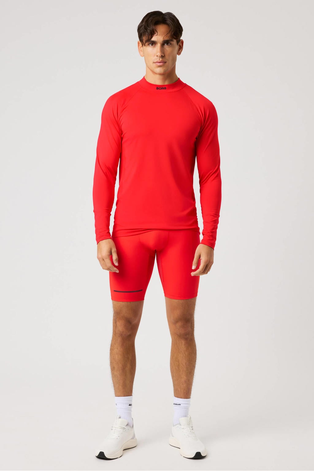Rode heren Björn Borg van polyester met effen, lange mouwen en ronde hals