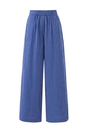 wide leg gestreepte broek - blauw