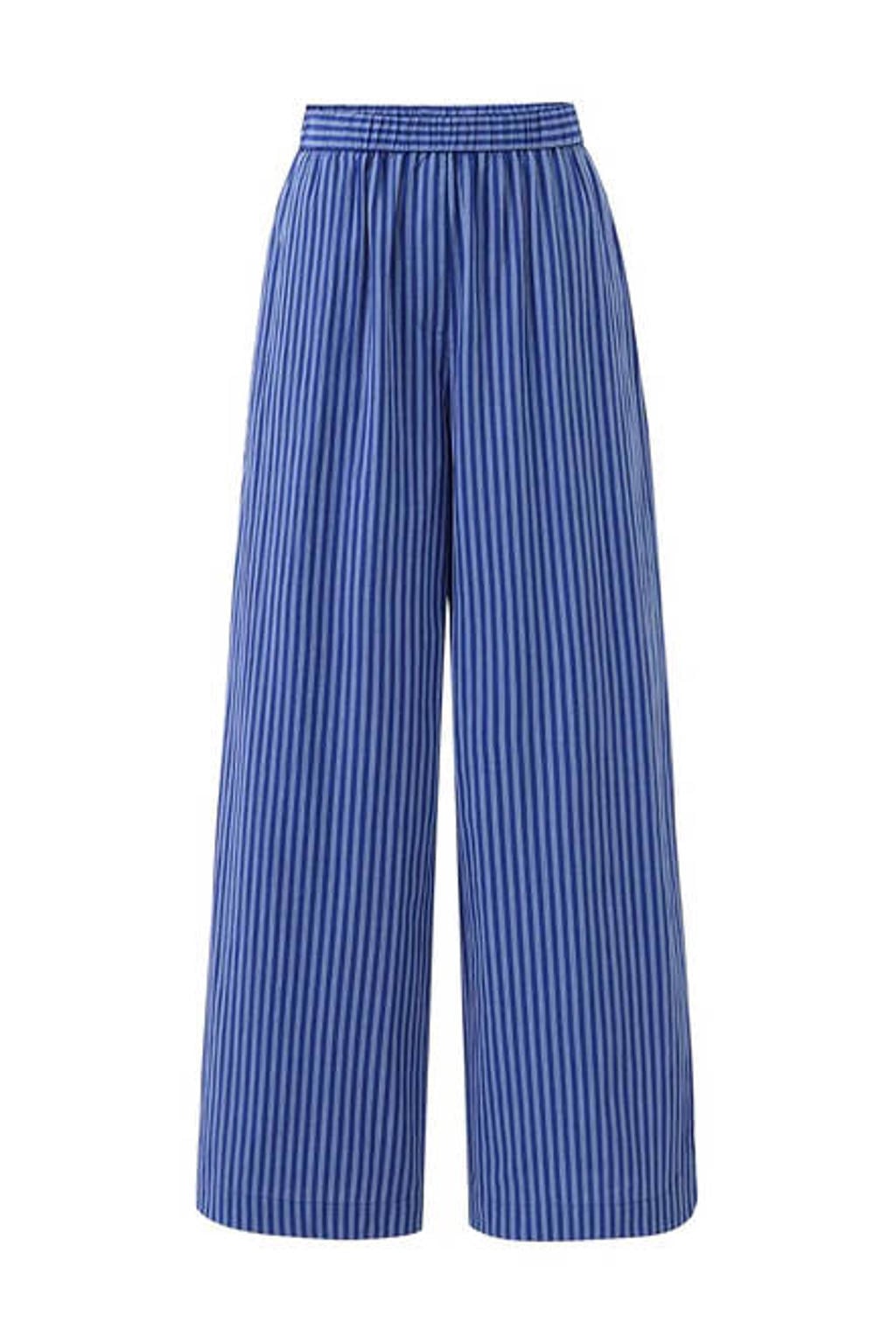 FRNCH wide leg gestreepte broek - blauw