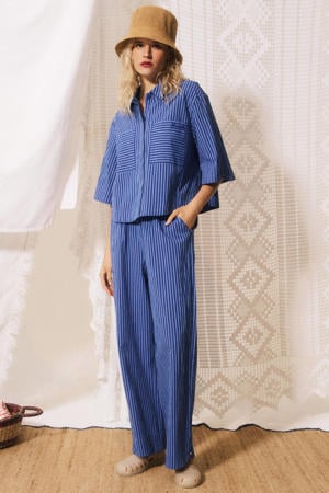 wide leg gestreepte broek - blauw