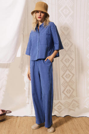 wide leg gestreepte broek - blauw