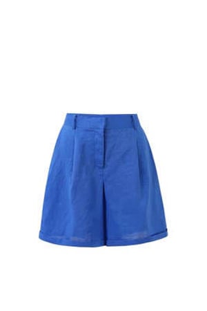 ramie loose fit bermuda short - blauw