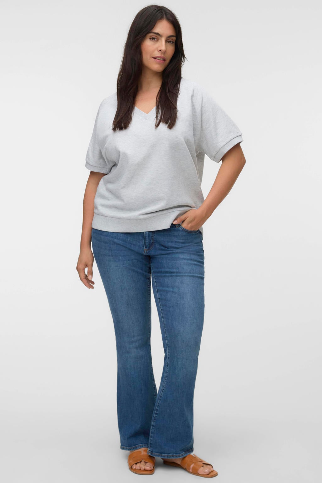 VERO MODA CURVE sweater Plus Size - lichtgrijs