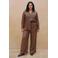 VERO MODA CURVE satijnen straight leg casual broek Plus Size - bruin