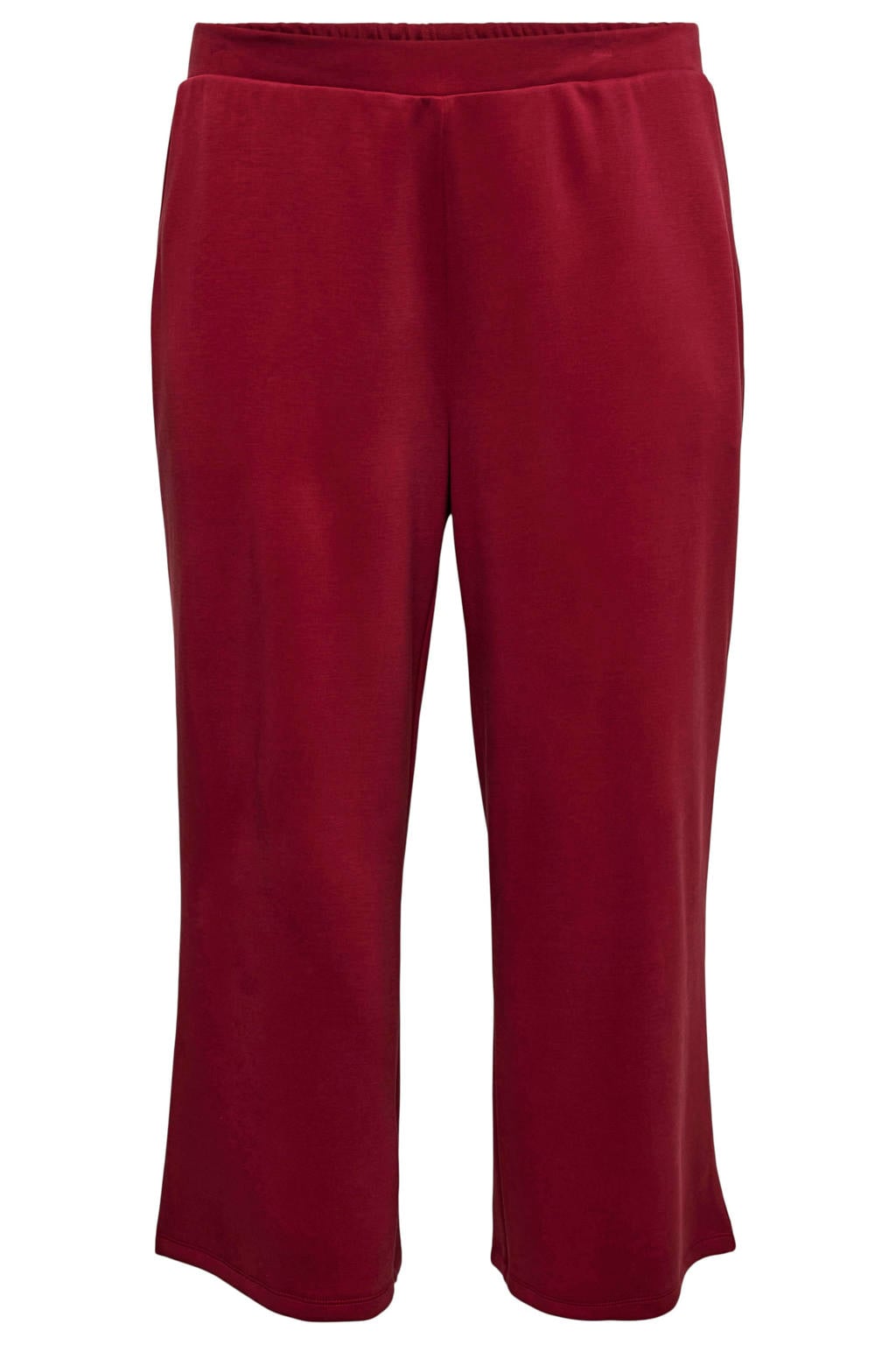 Donkerrode dames VERO MODA CURVE viscose regular fit casual broek Plus Size met effen