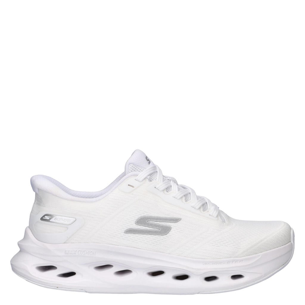 Witte heren Skechers Hands Free Slip-In Max Cushioning Glide sneakers met logo -
