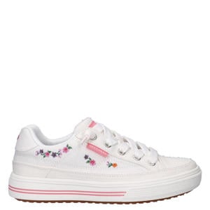 Arcade katoenen sneakers met borduursels - wit/roze