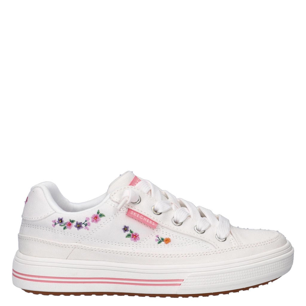 Skechers Arcade katoenen sneakers met borduursels - wit/roze