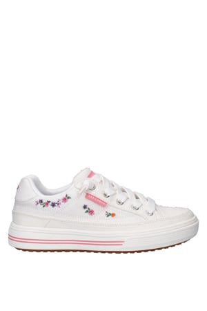 Arcade katoenen sneakers met borduursels - wit/roze