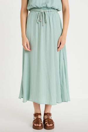 midi rok met ceintuur - turquoise