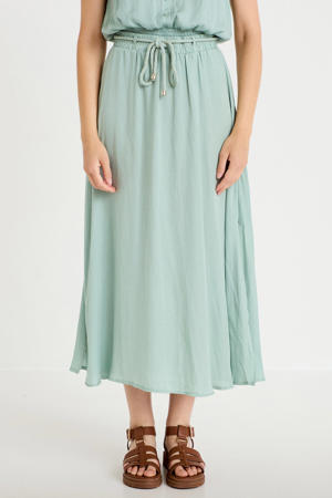midi rok met ceintuur - turquoise