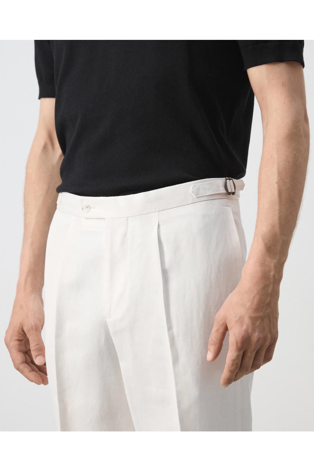 Mango Man slim fit pantalon met linnen - wit