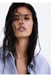 thumbnail: Mango gestreepte blouse met linnen - blauw