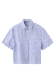 thumbnail: Mango gestreepte blouse met linnen - blauw