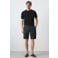 Mango Man slim fit chino short met linnen - marine