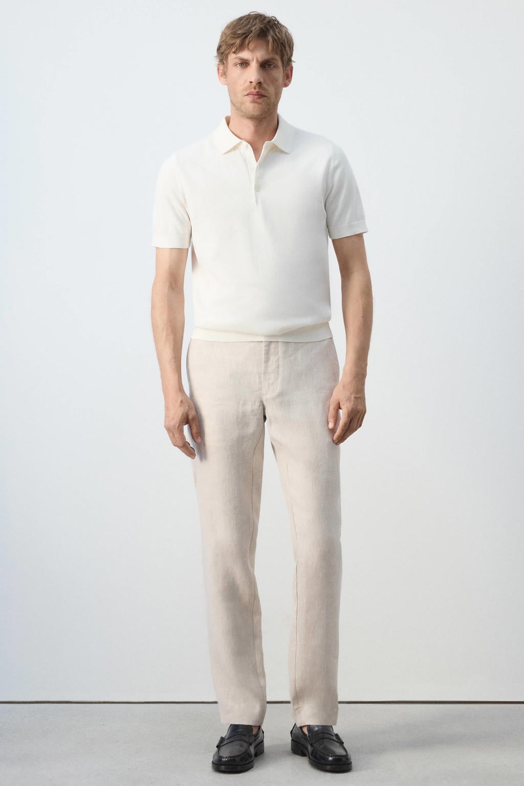 Mango Man regular fit polo - naturel wit