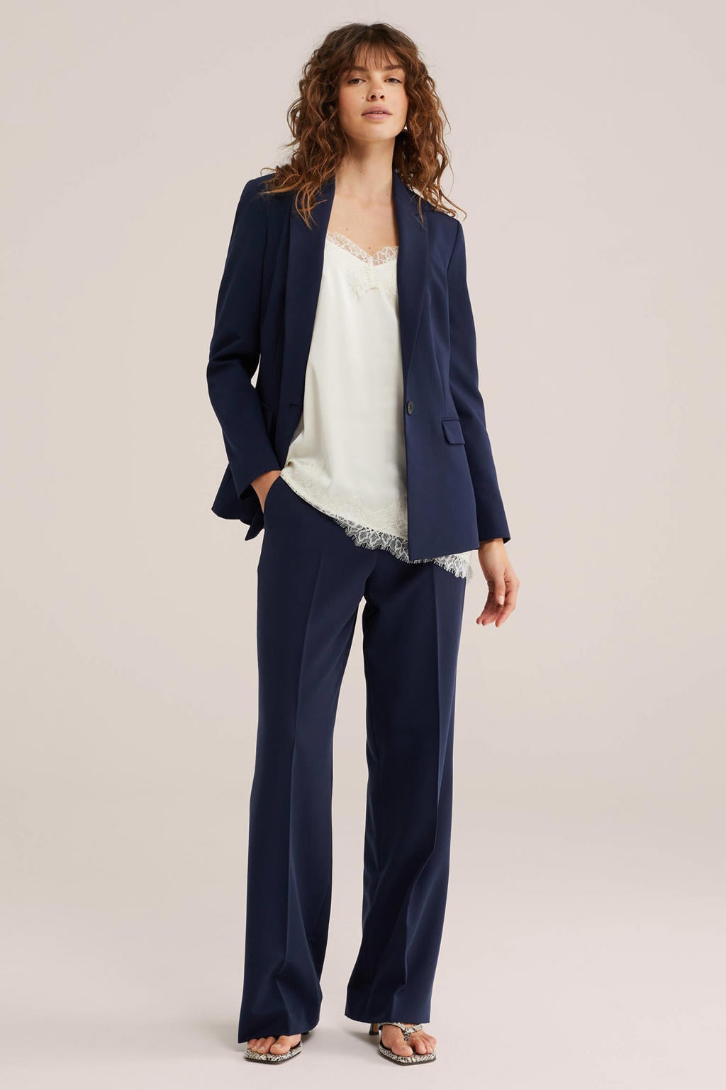 WE Fashion loose fit pantalon - marineblauw