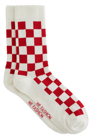 geruite sokken wit/rood