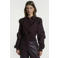 Aaiko geruite blouse - zwart/donkerrood