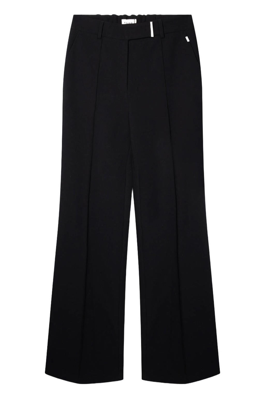 Zwarte dames Aaiko high waist wide leg broek met haaksluiting en effen