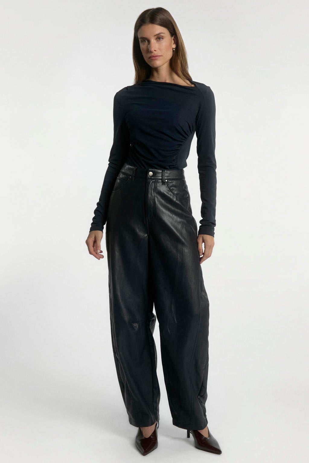 Aaiko high waist barrel broek - zwart