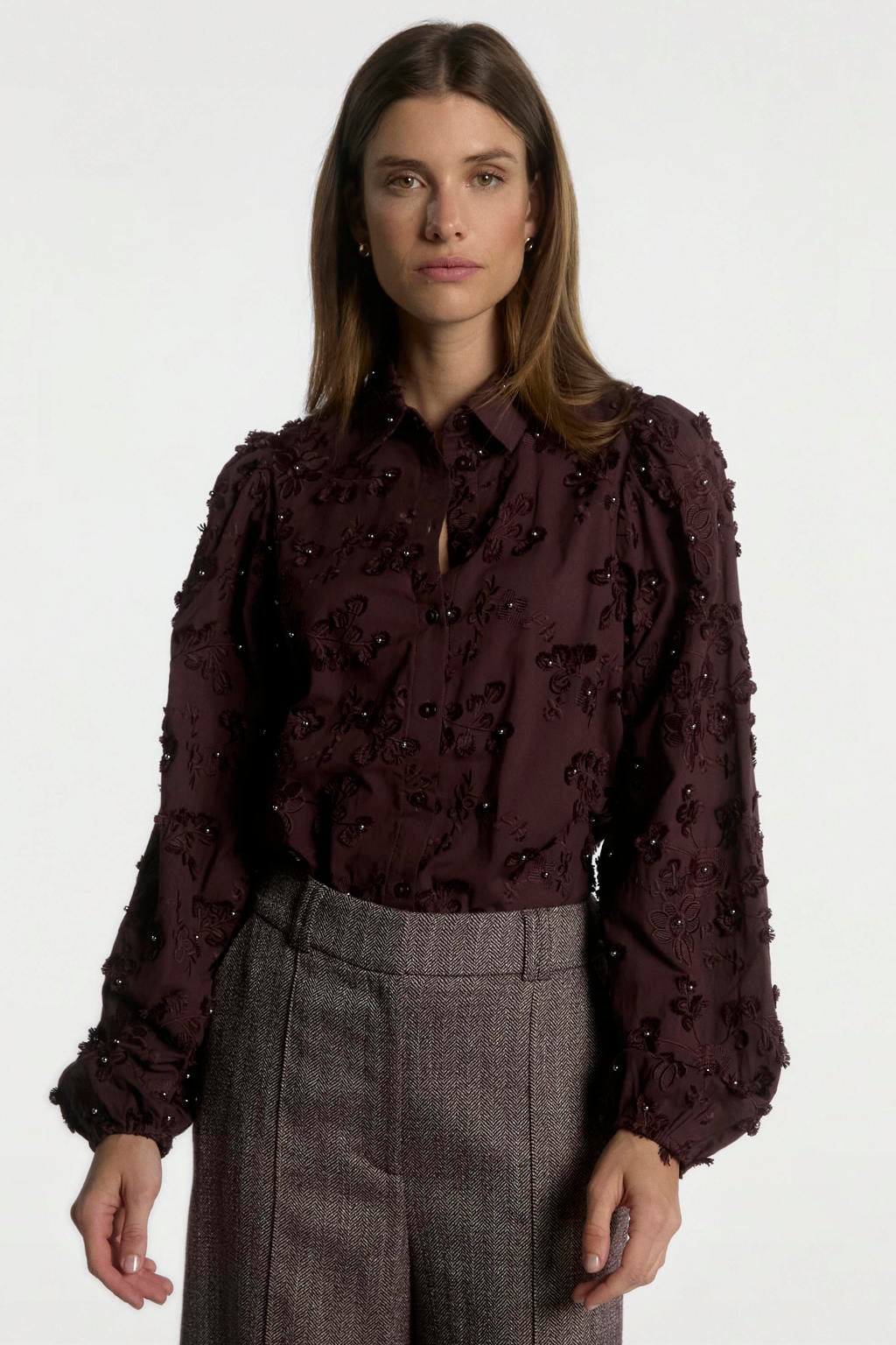Aaiko gebloemde blouse - donkerrood