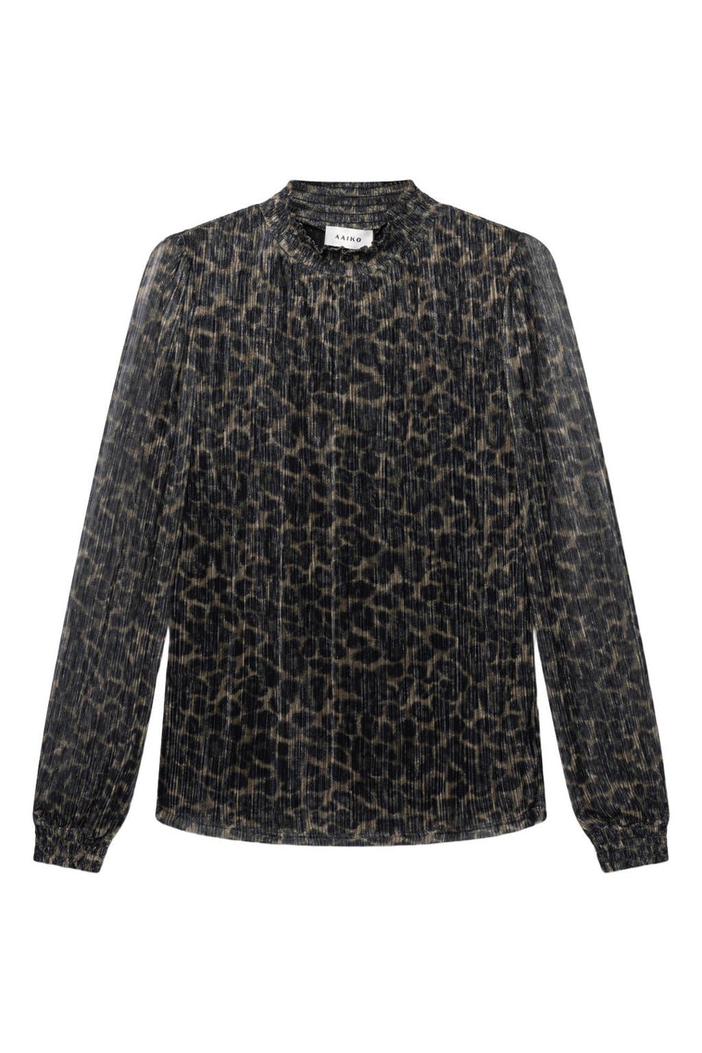 dames Aaiko top van polyester met effen, lange mouwen en ronde hals