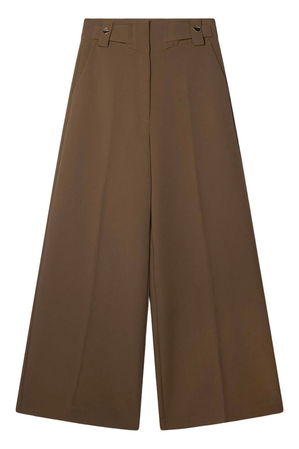 Aaiko high waist wide leg broek - olijfgroen