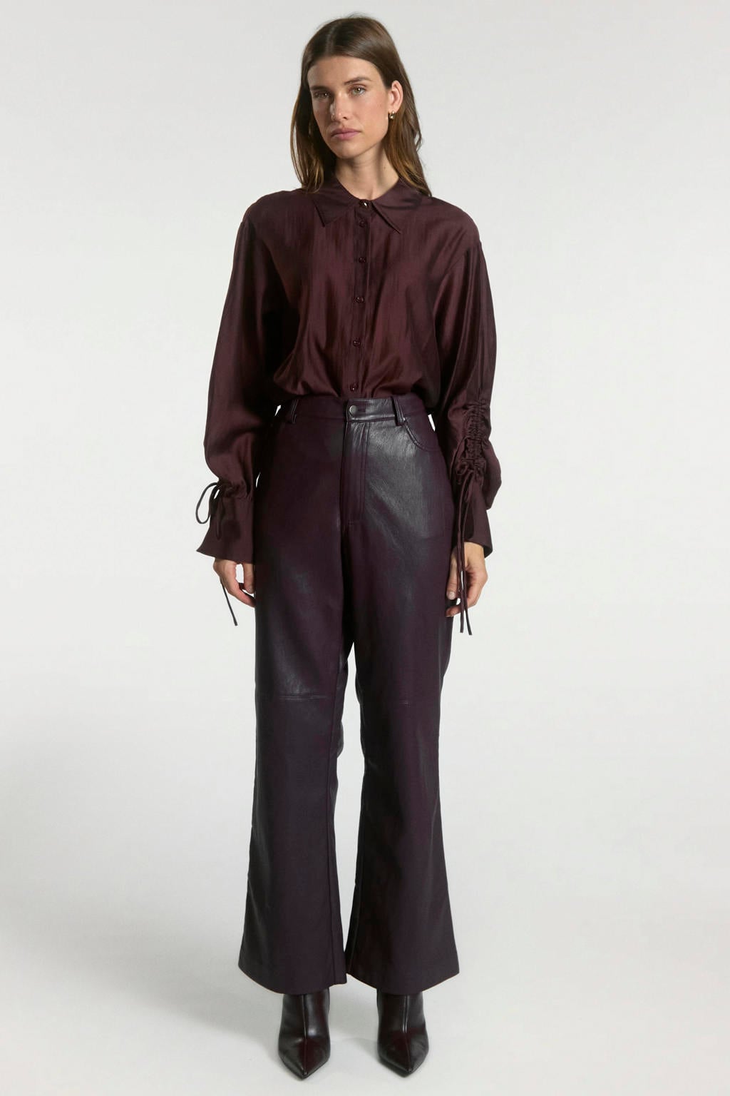 Aaiko acetate blouse - donkerrood