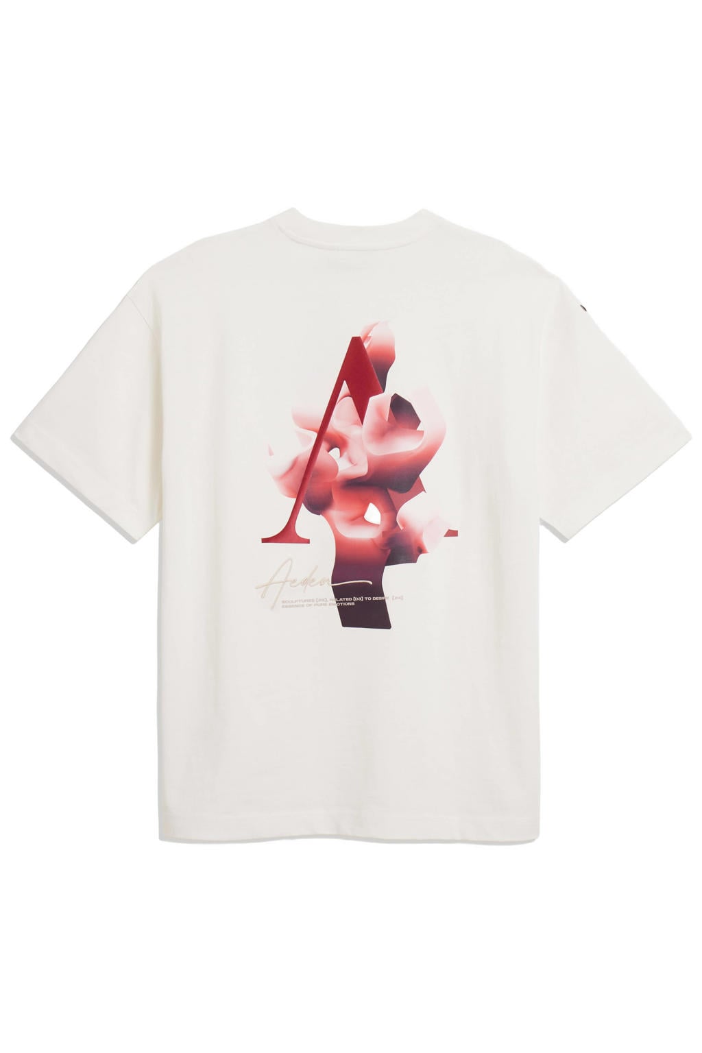 Ecru heren Aeden relaxed fit T-shirt offwhite van katoen met korte mouwen en ronde hals
