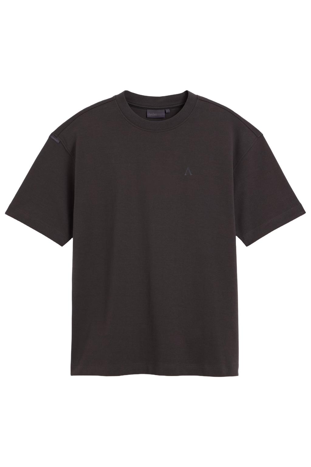 Donkerblauwe heren Aeden relaxed fit T-shirt van katoen met korte mouwen en ronde hals